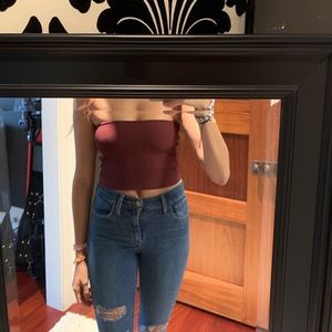 Pacsun Maroon Ribbed Tube Top
